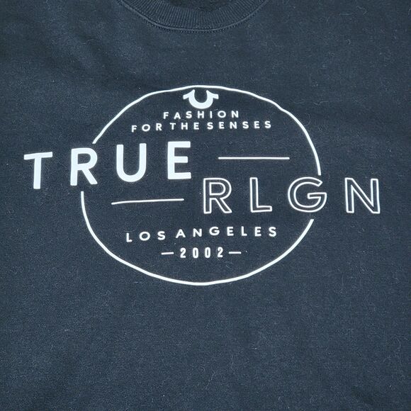 True Religion LS Black Crewneck Unisex Sweatshirt - Size 2XL - Picture 2 of 5